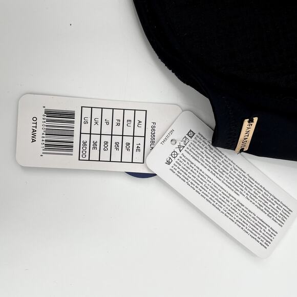 Fantasie Swim NWT Black Ottawa Underwire Wrap Full Cup Bikini Top // 36DD - Picture 9 of 12